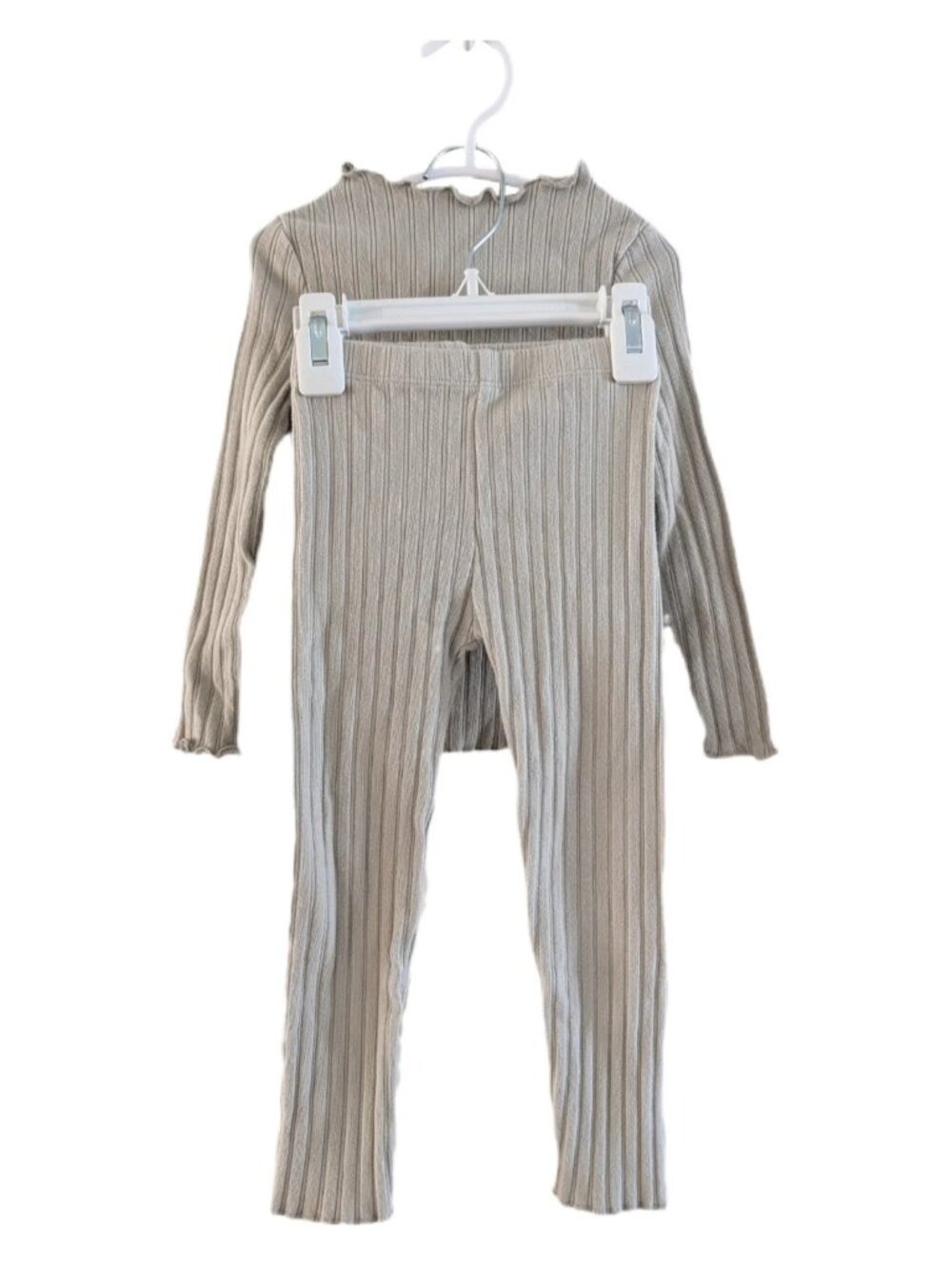 Rylee‎ & Crew Sage Green Lettuce Hem Legging and Long Sleeve Shirt Set 3T